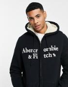 Abercrombie & Fitch Zip Through Hoodie In Black