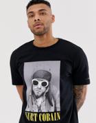 Bershka Kurt Cobain Loose Fit T-shirt In Black