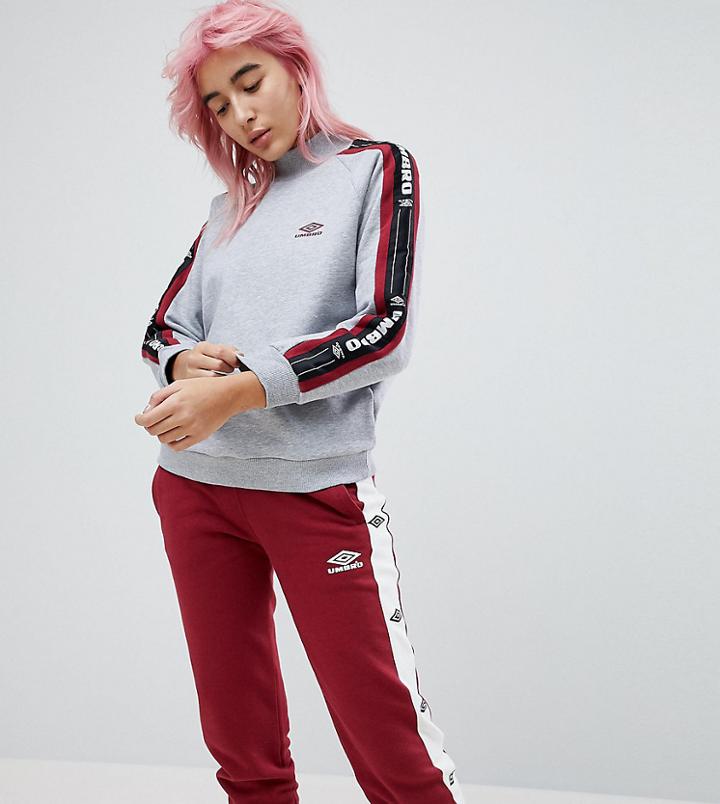 Umbro Knitted High Neck Sweater With Taping - Gray
