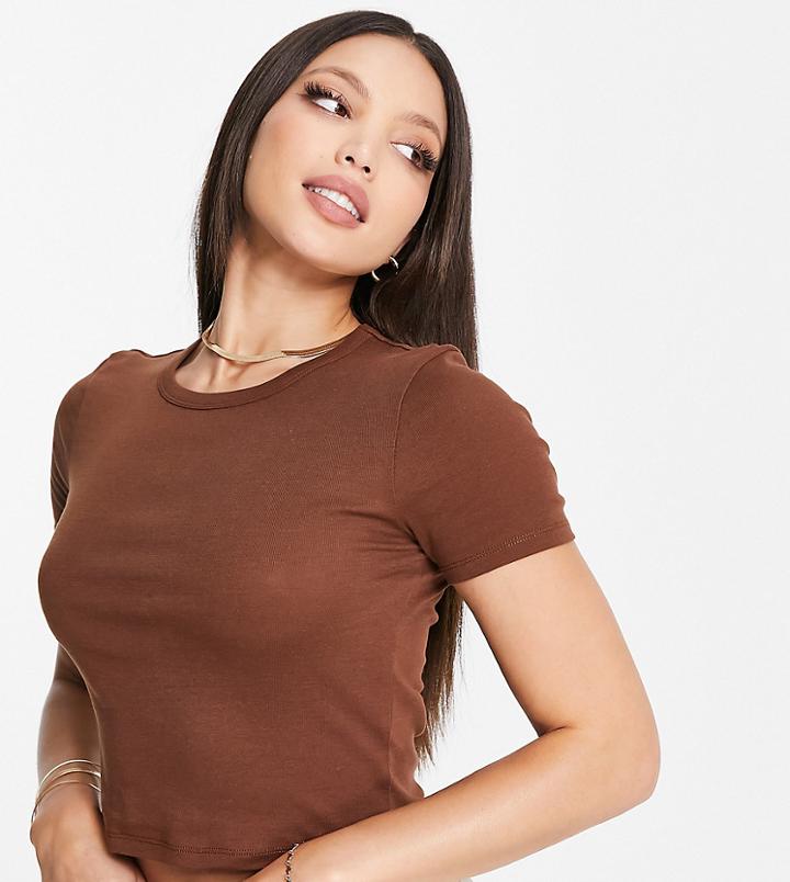 Topshop Tall Longline Every Day Tee In Chocolate-brown