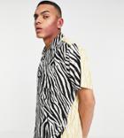 Reclaimed Vintage Inspired Beach Shirt In Spliced Zebra Print-multi