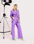 Asos Design Relaxed Wide Leg Flare Suit Pant In Purple