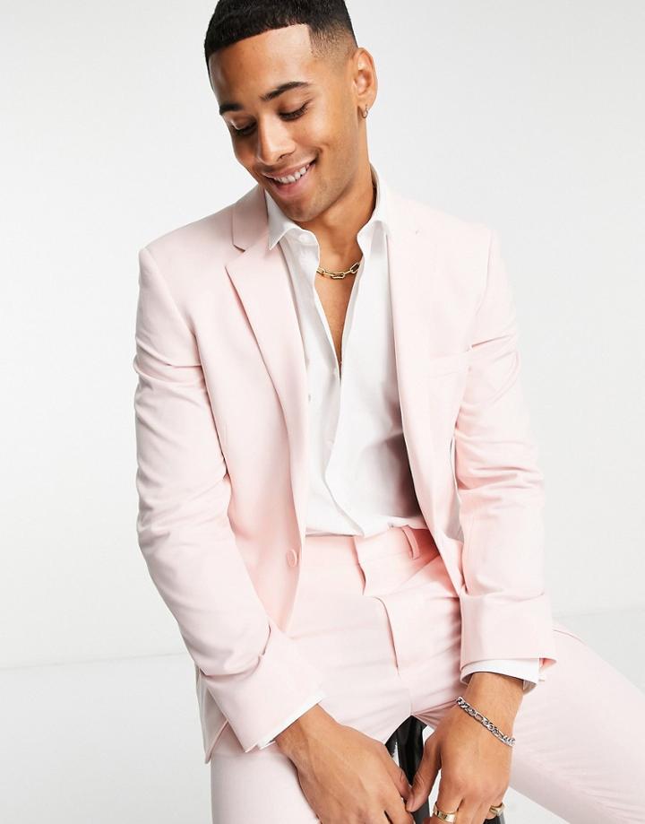 Asos Design Super Skinny Suit Jacket In Pale Pink