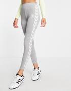 Hummel Classic Taped High Waist Sport Leggings In Gray-grey