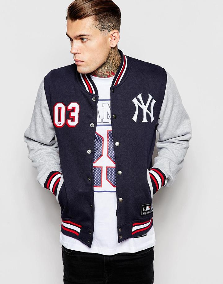 Majestic Yankees Letterman Jacket - Navy