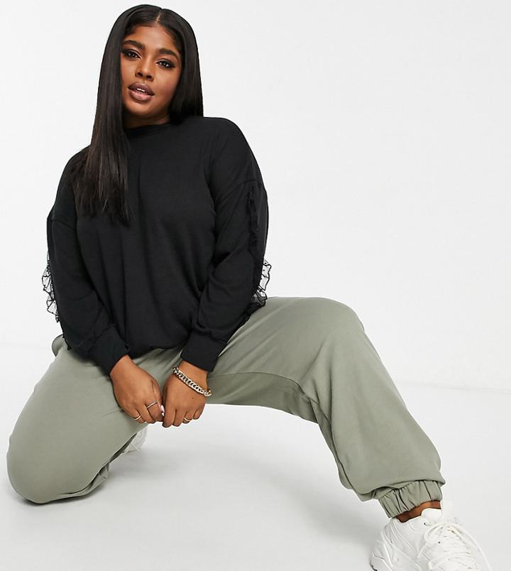 Yours Blouse With Ruffle Detail In Black