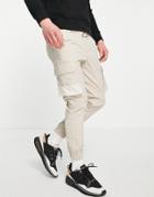 Jack & Jones Intelligence Cargo Sweatpants In Nylon Ecru-neutral