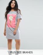 Pink Clove T-shirt Dress With Placement Print - Gray