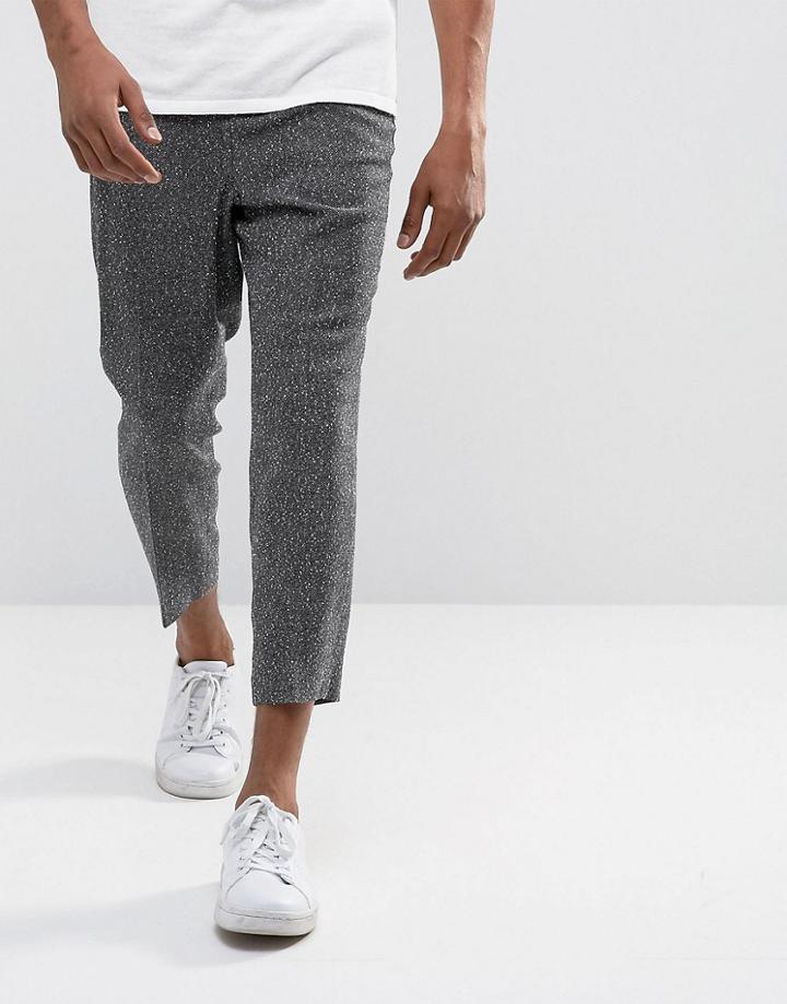 Asos Drop Crotch Tapered Smart Pants In Black Texture - Black