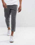 Asos Drop Crotch Tapered Smart Pants In Black Texture - Black