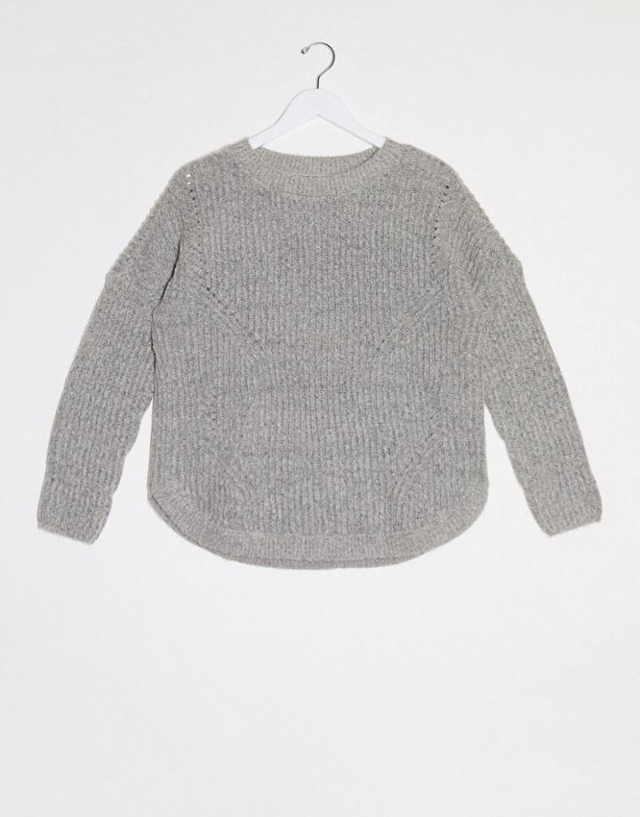 Only Bernice Long Sleeve Round Neck Sweater In Gray-grey