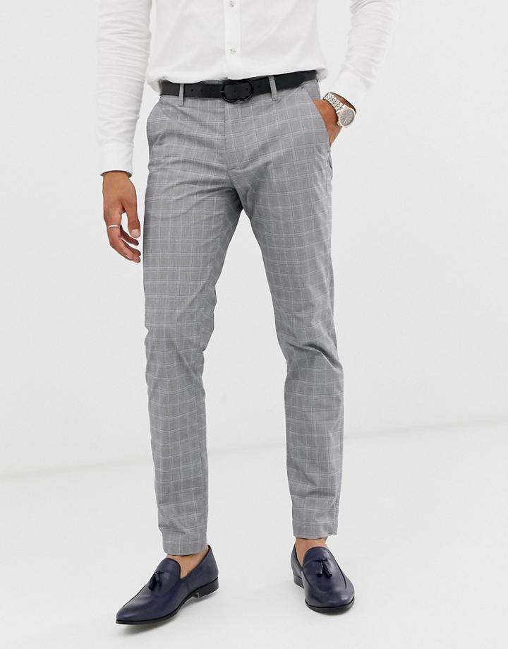 Ted Baker Slim Fit Pants With Gray Check