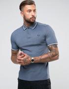 Fred Perry Slim Fit 2 Color Tipped Oxford Weave Polo In Navy - Navy