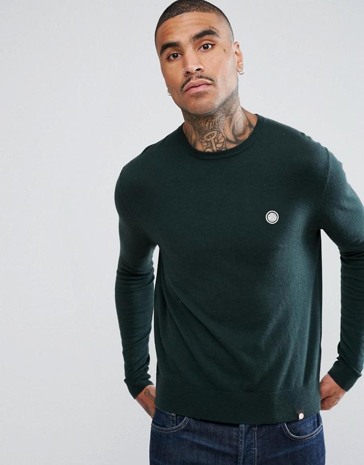 Pretty Green Hinchcliffe Crew Neck Sweater In Green - Green