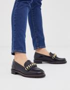 Office Fanella Chunky Flat Loafer With Chain Detail - Black
