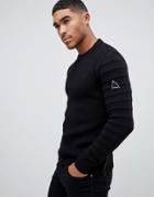 Chasin' Stuard Knitted Sweater With Biker Sleeve Detail - Black