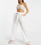 Vila Exclusive Linen Touch Wide Leg Pants In White