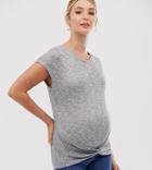 New Look Maternity Twist Front Top In Gray - Gray