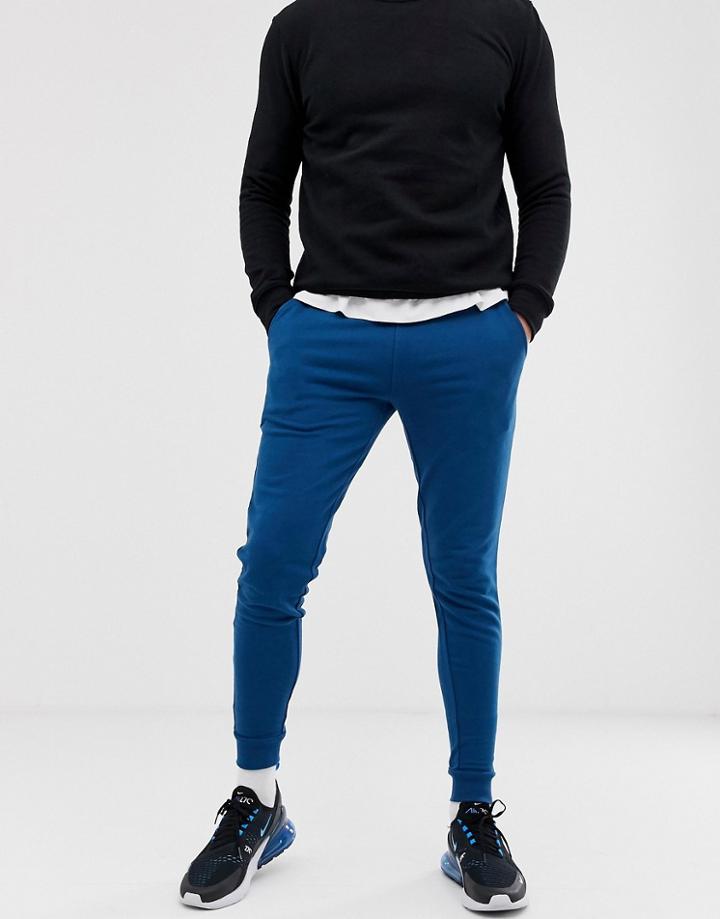 Asos Design Skinny Sweatpants In Deep Blue