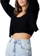 Cotton: On Ribbed Cardigan In Black-brown