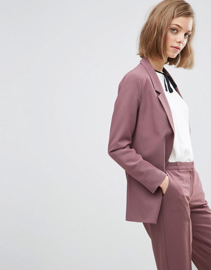 Asos Slim Tailored Jacket In Crepe - Berry