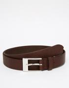 Asos Smart Leather Belt In Brown With Emboss - Brown