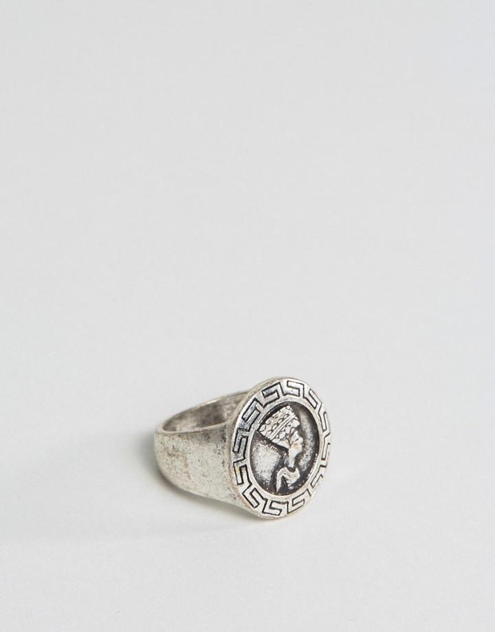 Asos Ring In Burnished Gold With Egyptian Emboss - Gold