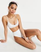 Asos Design Recycled Mix And Match Skinny Crop Bikini Top In White