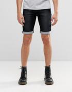 Liquor & Poker Slim Denim Shorts In Washed Black - Washed Black