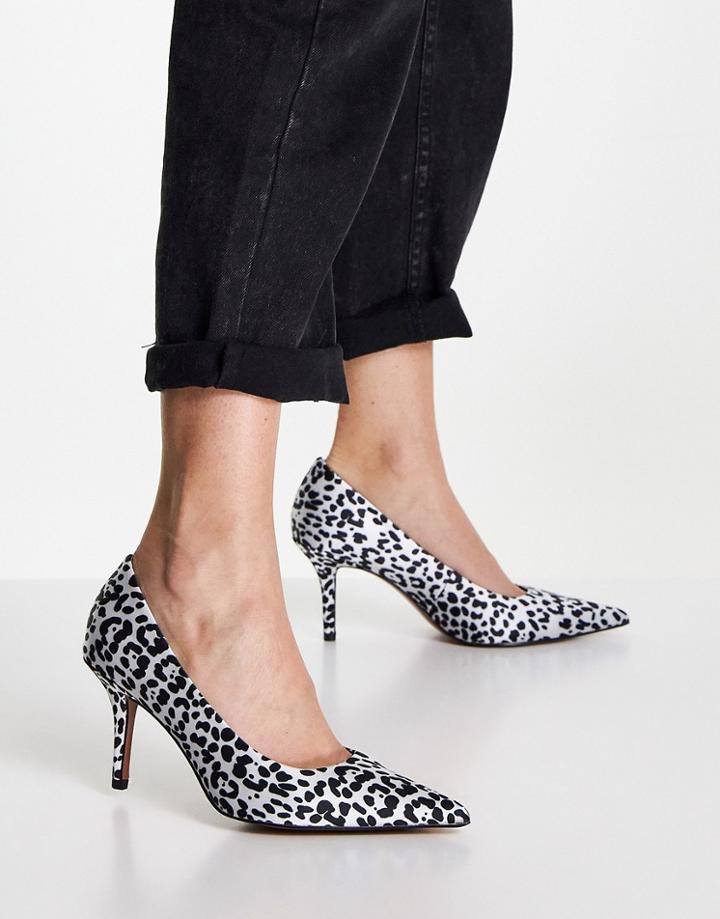 Asos Design Salary Mid Heeled Pumps In Leopard-multi