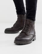 Jack & Jones Lace Up Boots In Brown
