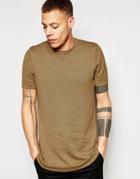 Asos Longline Knitted T-shirt In Mustard Twist - Mustard Twist