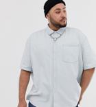 Collusion Plus Bleach Wash Denim Shirt - Blue