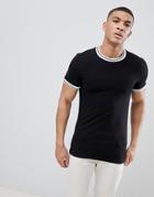 Asos Design Muscle Fit T-shirt With Tipped Neck - Multi