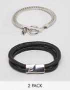Icon Brand Chain & Woven Bracelets In 2 Pack - Multi