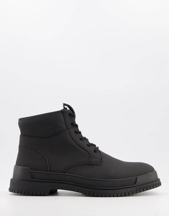 Pull & Bear Lace Up Boot In Black