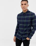 Burton Menswear Shirt In Green Check - Black