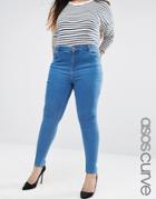 Asos Curve Lisbon Midrise Skinny Jeans In Dora Blue Wash - Blue