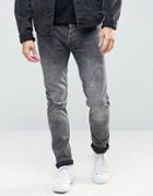 Only & Sons Washed Grey Skinny Fit Jeans With Stretch - Gray