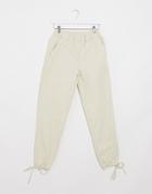Asos Design Tie Cuff Jogger In Cream-green