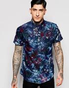 Wrangler Short Sleeve Floral Shirt - Blue