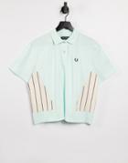 Fred Perry Woven Panel Polo Shirt In Brighton Blue-blues