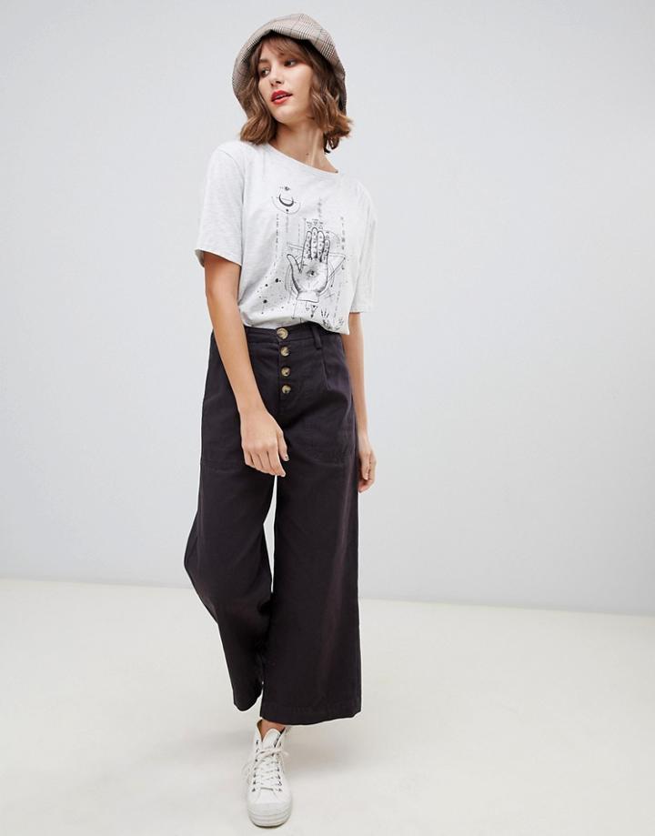 Stradivarius Str 4 Button Culottes - Gray
