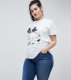 Asos Curve Valentines T-shirt With Mickey And Minnie Print - White