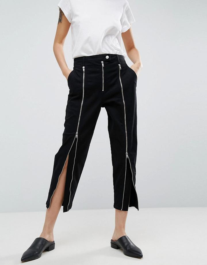Asos White Ovoid Jean With Zip Detail In Black - Black
