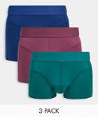 Asos Design 3-pack Boxer Shorts In Microfiber-green