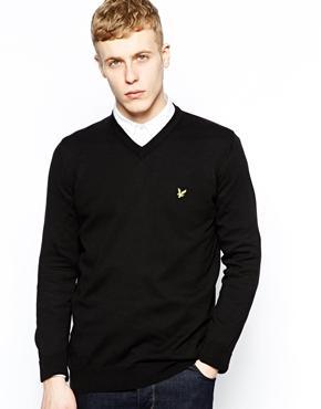 Lyle & Scott Vintage Sweater With V Neck - Black