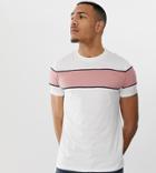 Asos Design Tall Organic T-shirt With Contrast Body And Sleeve Panel With Piping In Off-white