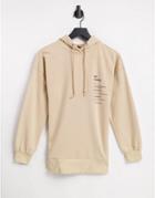 Influence Printed Oversized Hoodie In Beige-neutral