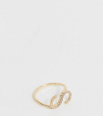 Galleria Armadoro Gold Plated Crystal Pave S Initial Ring - Gold
